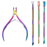 4 Pcs/Set Professional Stainless Steel Nail Cutter Scissor Nippers Muti Function Cuticle Pusher Remover Nail Care Manicure Kits