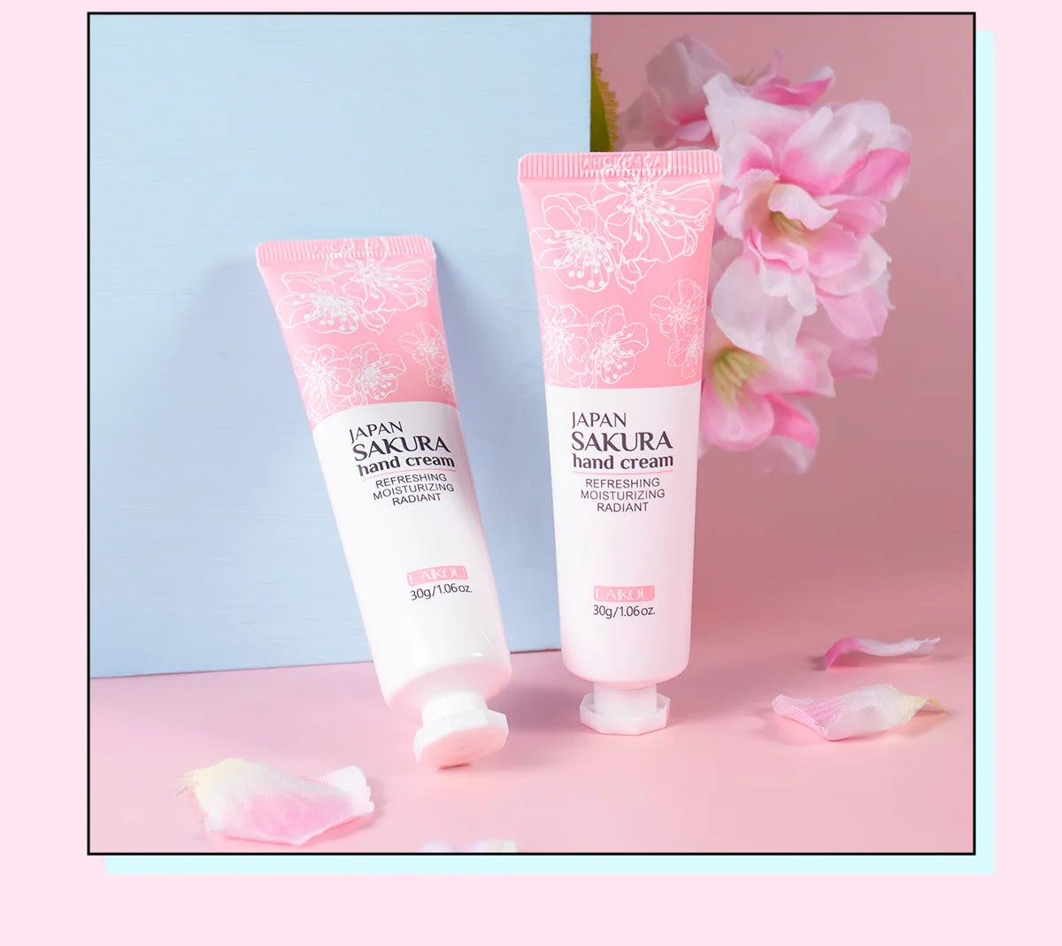 LAIKOU Sakura Hand Cream Hydrating Moisturizing Nourishing Smoothing Brightening Repairing Non‑Greasy For Dry Rough Skin 30g