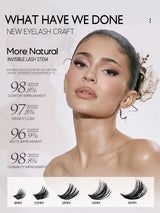 GROINNEYA Lash Clusters Kit Fluffy Individual Lashes C Curl Cluster DIY Lash Extension Kit Lash Bond and Seal Eyelash Extensions