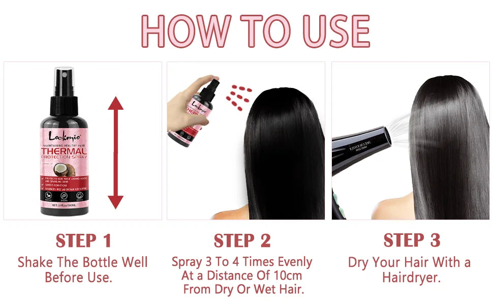 LOCKMIO Thermal Protect Spray Moisturizing & Nourishing Protect Hair Repair Heat Damage Conditioner Anti-frizz Hair Care Product