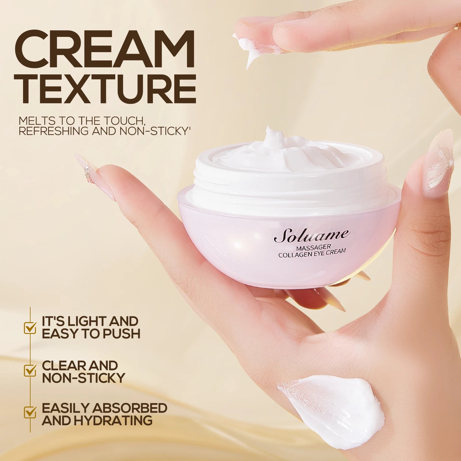 Collagen Massage Eye Cream - Hydrating & Firming Eye Contour, Gentle Care for Eye Area Lightweight Gel Texture for Smooth Skin