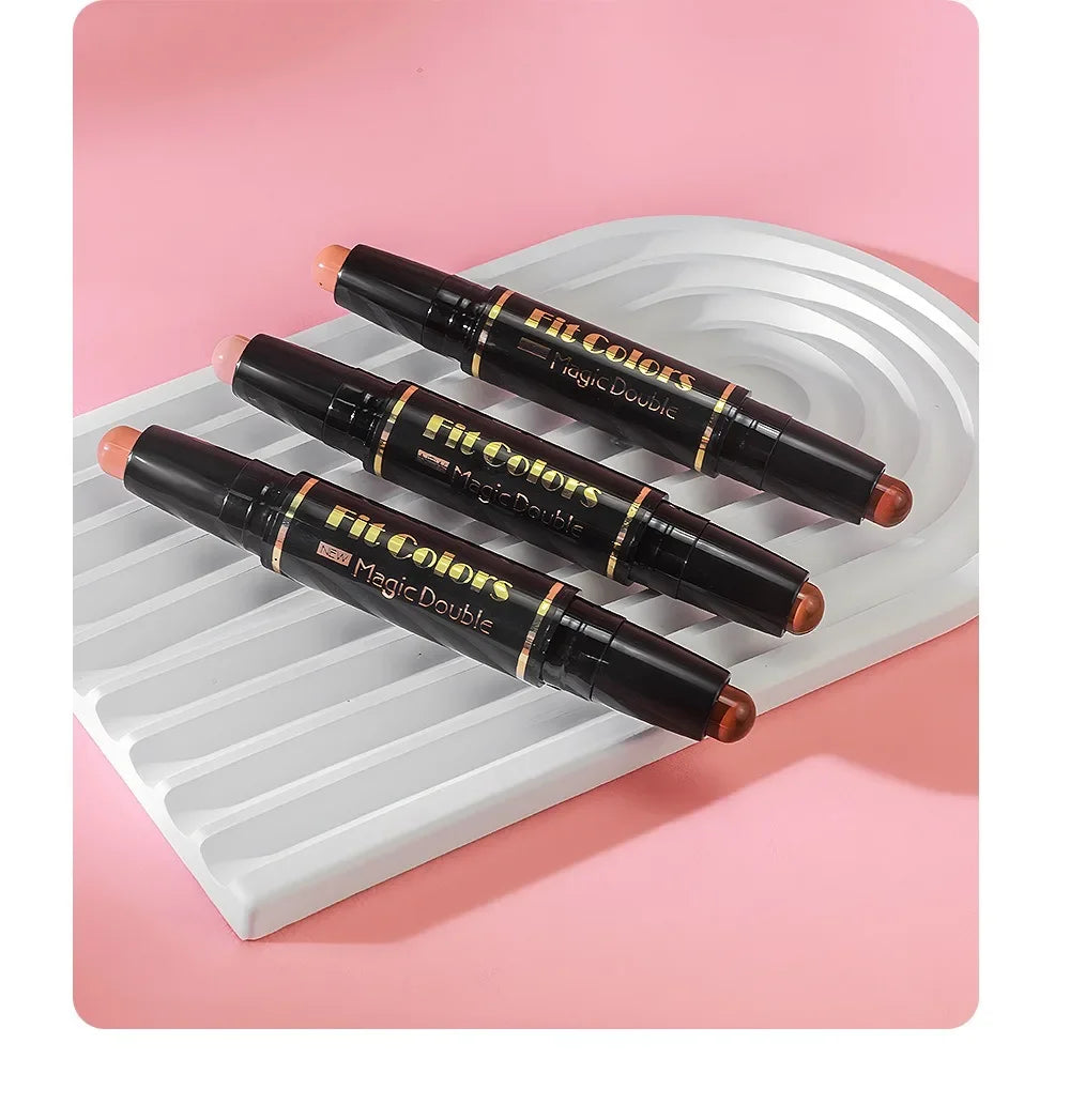 Double-head Highlight Shadow Stick Face Bronzer Contouring Pen Foundation Cream Concealer Makeup Base Beauty Women's Cosmetics