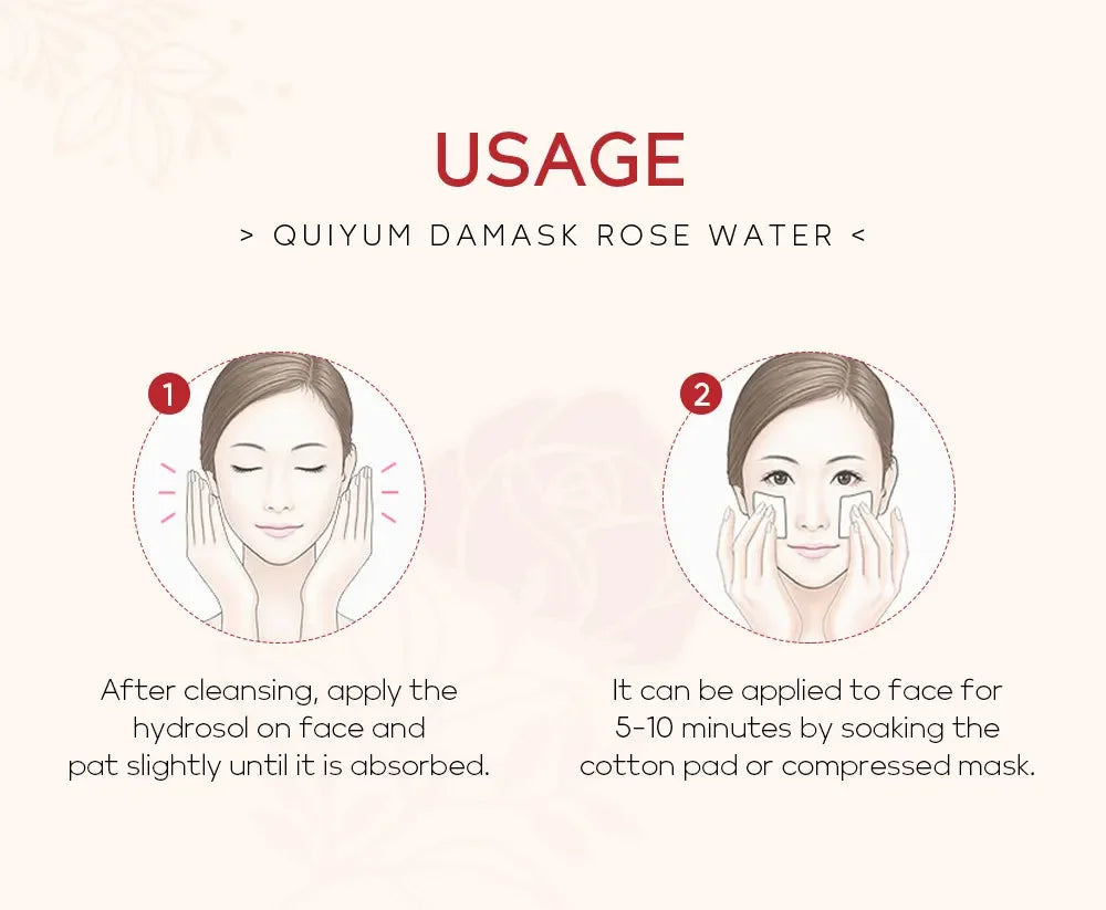 Damask Rose Hydrosol Rose Water Nourishing Skin Improve Dullness Facial Hydrating and Moisturizing Toner Face Serum Skincare