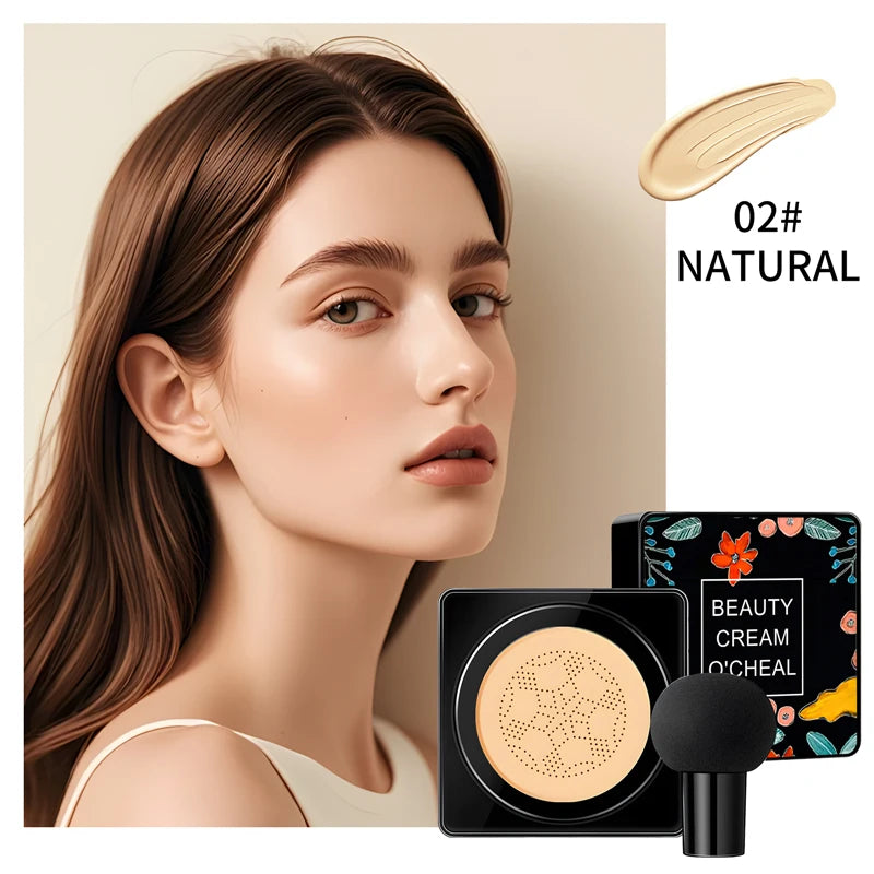 O'CHEAL Mushroom Cushion CC Cream Face Airy Coverage Long-lasting Moisturizing Waterproof Oil Control Concealer BB Cream Makeup