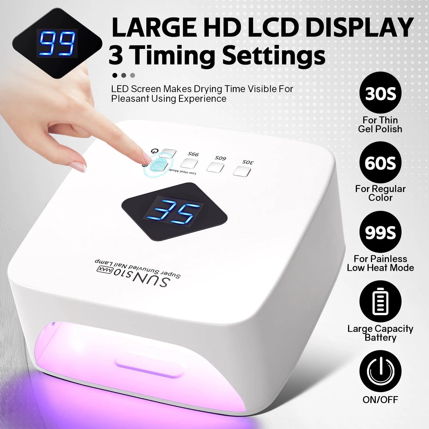 Rechargeable UV LED Nail Lamp With Automatic Sensing 30LEDS Cordless Nail Dryer for Curing Gel Polish Professional Manicure Tool