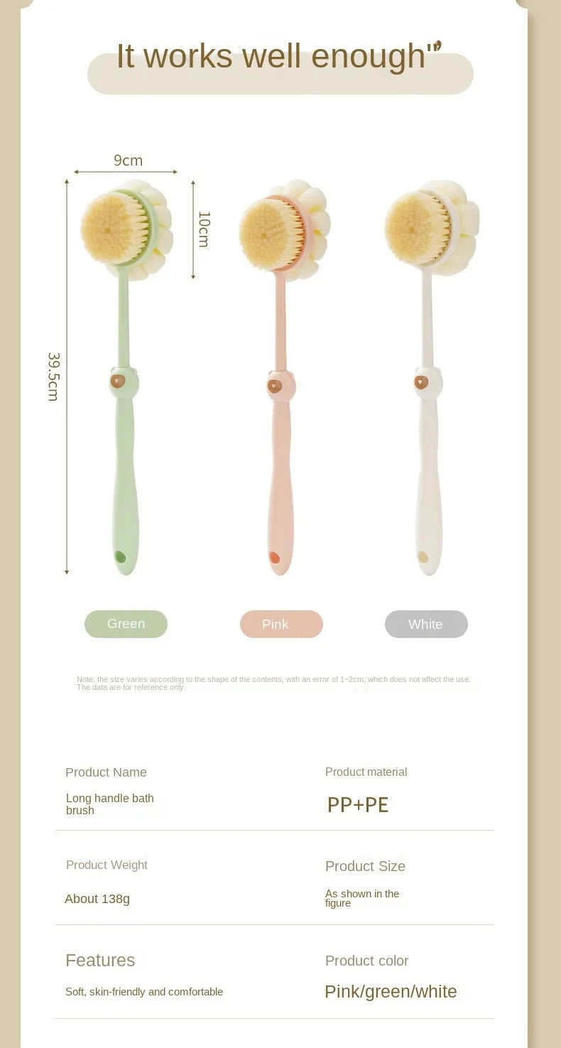 Two Sided Shower Body Brush Silicone Long Handle Bathroom Wash Brush Bathing Massage Back Body Exfoliating Brush Bath Supplies
