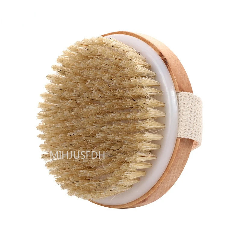 2 In 1 Dry Skin Body Massage Brush Natural Bristle Dead Skin Remover Anti Cellulite Exfoliates Blood Circulation Massage Tools