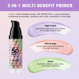 3-in-1 Primer SPF 50 Color Correcting Isolation Cream Oil Control Moisturizing Face Makeup Base Blur Pores Even Skin Tone Radian