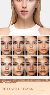 O'CHEAL Mushroom Cushion CC Cream Face Airy Coverage Long-lasting Moisturizing Waterproof Oil Control Concealer BB Cream Makeup