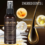 GSWP Keratin Hair Spray contains castor oil and argan oil, quickly absorbed, moisturize hair, leave it non-greasy.100ml