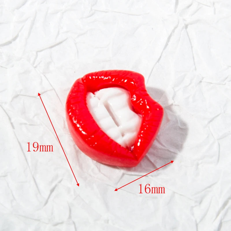 3D Red/Black Lips Love Valentine Nail Charms Sweet Lover Heart Resin Design Jewelry Nails Art Manicure Decoration Accessories