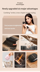 Portable Wireless Straightening Comb Mini USB Rechargeable Hair Straightener Brush Multifunctional Gentle Hair Styling Accessory For Travel Daily Use
