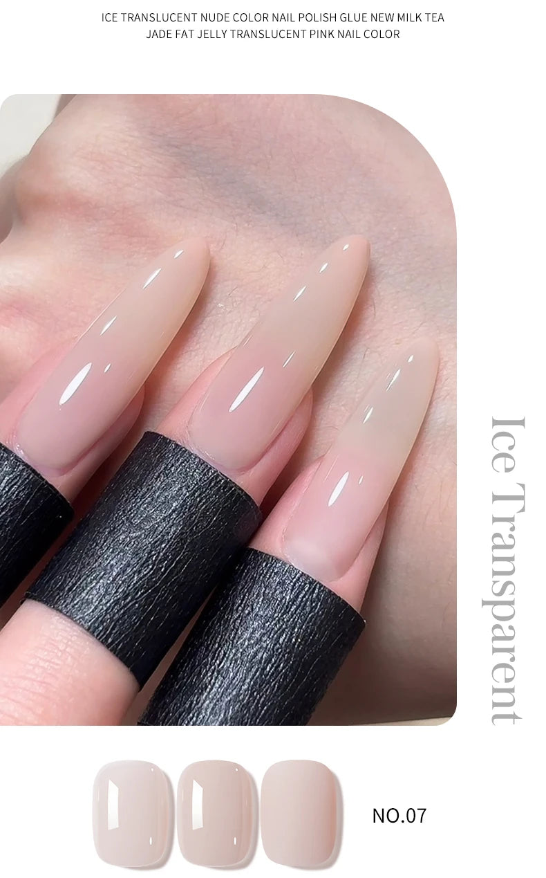 1/6Pcs 15ml Jelly Ice Nude Peelable Polish, UV/LED - set, Formaldehyde - free. Oval, Glossy. Good for Salon & DIY