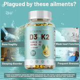 VITAMIN D3&K2 - Nerve, Muscle, Heart, Bone and Dental Health, Immune System Health