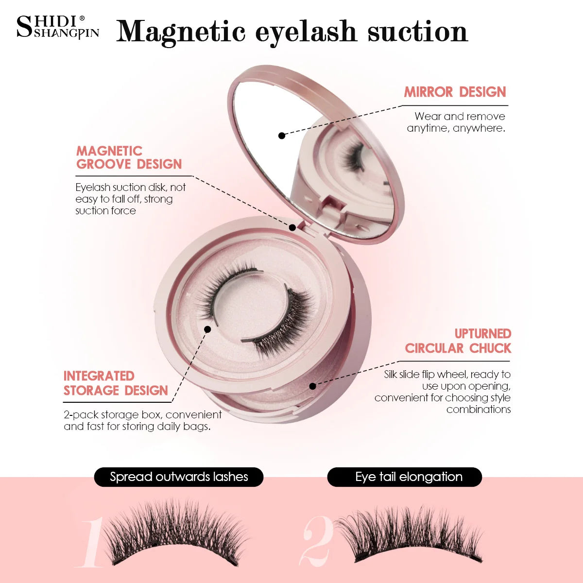 2 Pairs Magnetic Eyelash Natural Look Fluffy False Eyelashes Reusable Magnetic Eyelash Set with Applicator No Glue Need Makeup