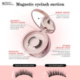 2 Pairs Magnetic Eyelash Natural Look Fluffy False Eyelashes Reusable Magnetic Eyelash Set with Applicator No Glue Need Makeup