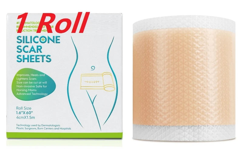 4cmx50cm Silicone Scar Sheet Painless Scar Repair Tape Removal Strip for C-Section Keloid Surgery Burn Acne Roll Effective Scar
