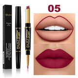 DNM 2 In 1 Matte Lipstick Pencil Double Head Lip Liner Pen Long Lasting Waterproof Lady Charming Nude Red Lipliner Pencil Makeup