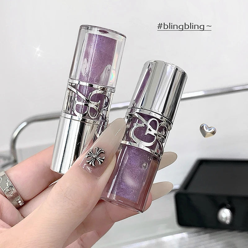 Gege Bear Glittering Mirror Lip Glaze, Watery Shimmering Light Lip Gloss Makeup 8 Colors, Hydrating Moisturizing, Long Lasting