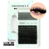 GROINNEYA Lash Clusters Kit Spikes Lash Individuals Eyelash Clusters D-Curly Lash Clusters Kit with Bond and Seal Makeup