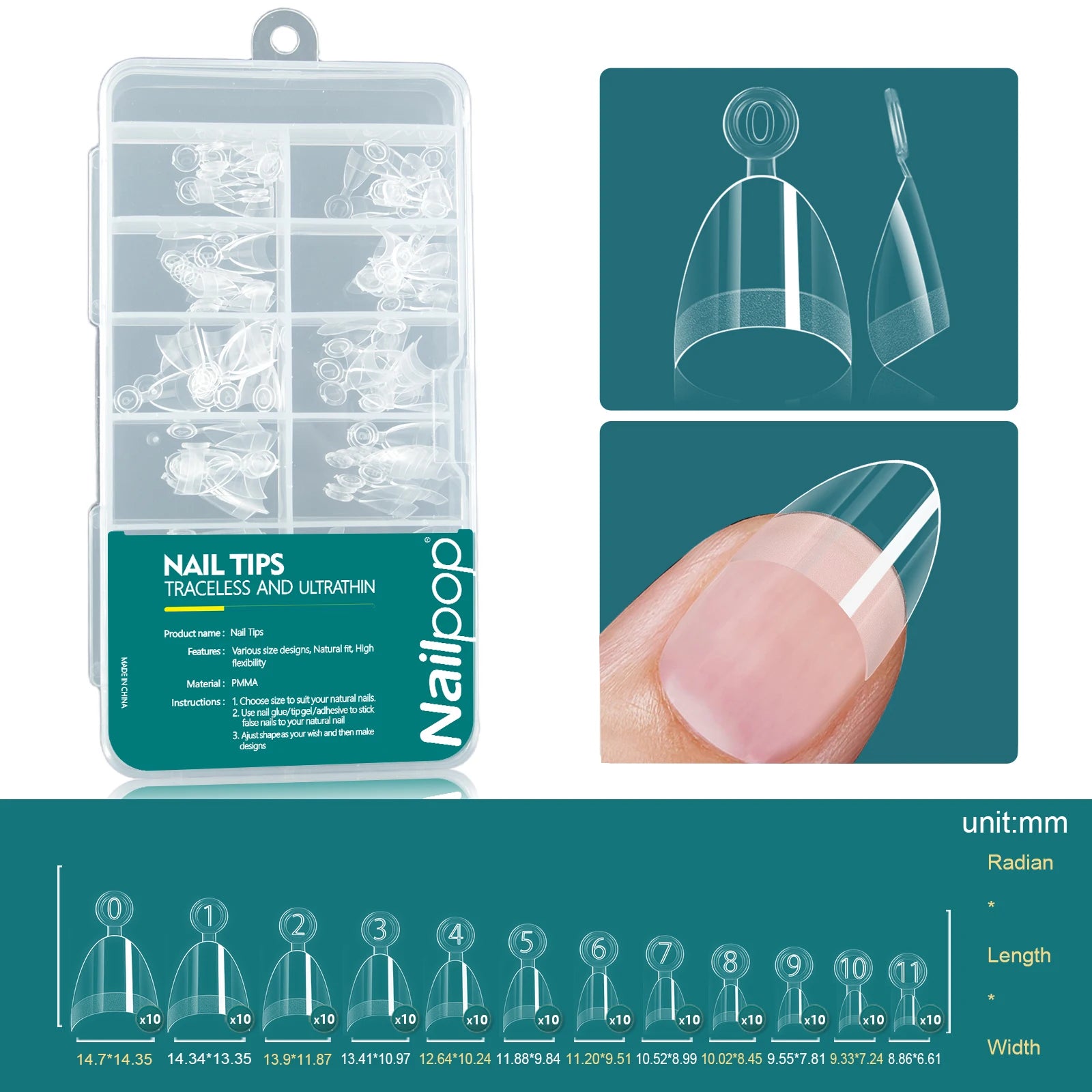 Nailpop Soft Gel Tips For Nails Acrylic Material Half Almond Artificial Nail Capsule Accessories Tool Art Salon 120pcs/box