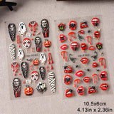 2pcs Halloween Ghost Mummy Blood Nail Stickers Pumpkin Spider Web Lips Bee Design 3D Slider Nail Art Decoration Decals Manicure