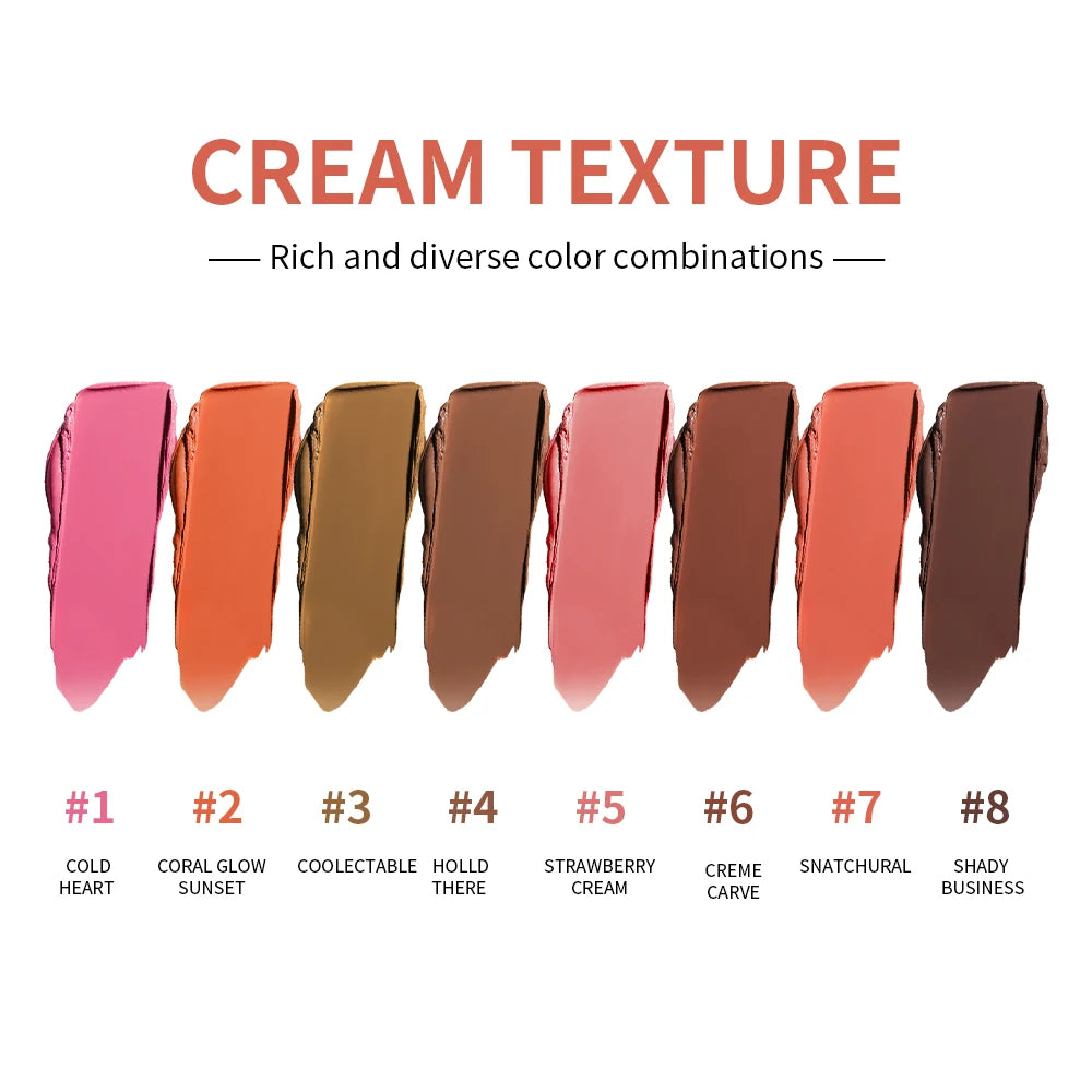 Eyebrow Cream Blush Curve Case Cream Cosmetics Highlighter Palette Matte Shimmer Finishes Shadow Tones Long-Lasting Cosmetics