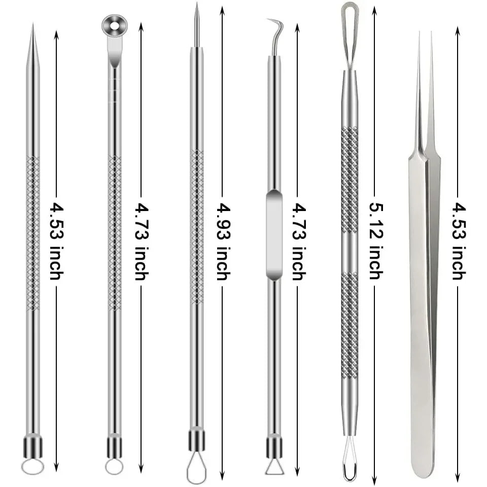 6PCS Pimple Removal Tool Blackheads Acne Remover Face Cleaning Kit Black Dots Remover Acne Tool Pimple Patches Acne LBHL16