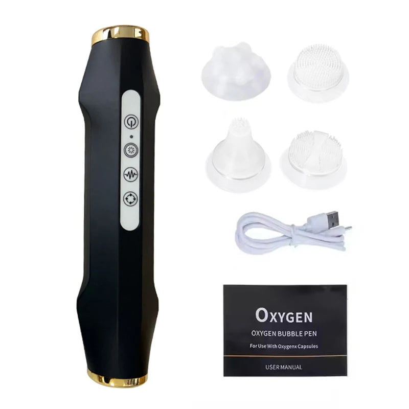 2025 New Design - Portable CO2 Oxygen Bubble Pen Rechargeable Exfoliate Device Handheld Facial Clean Machine SPA Beauty Capsules