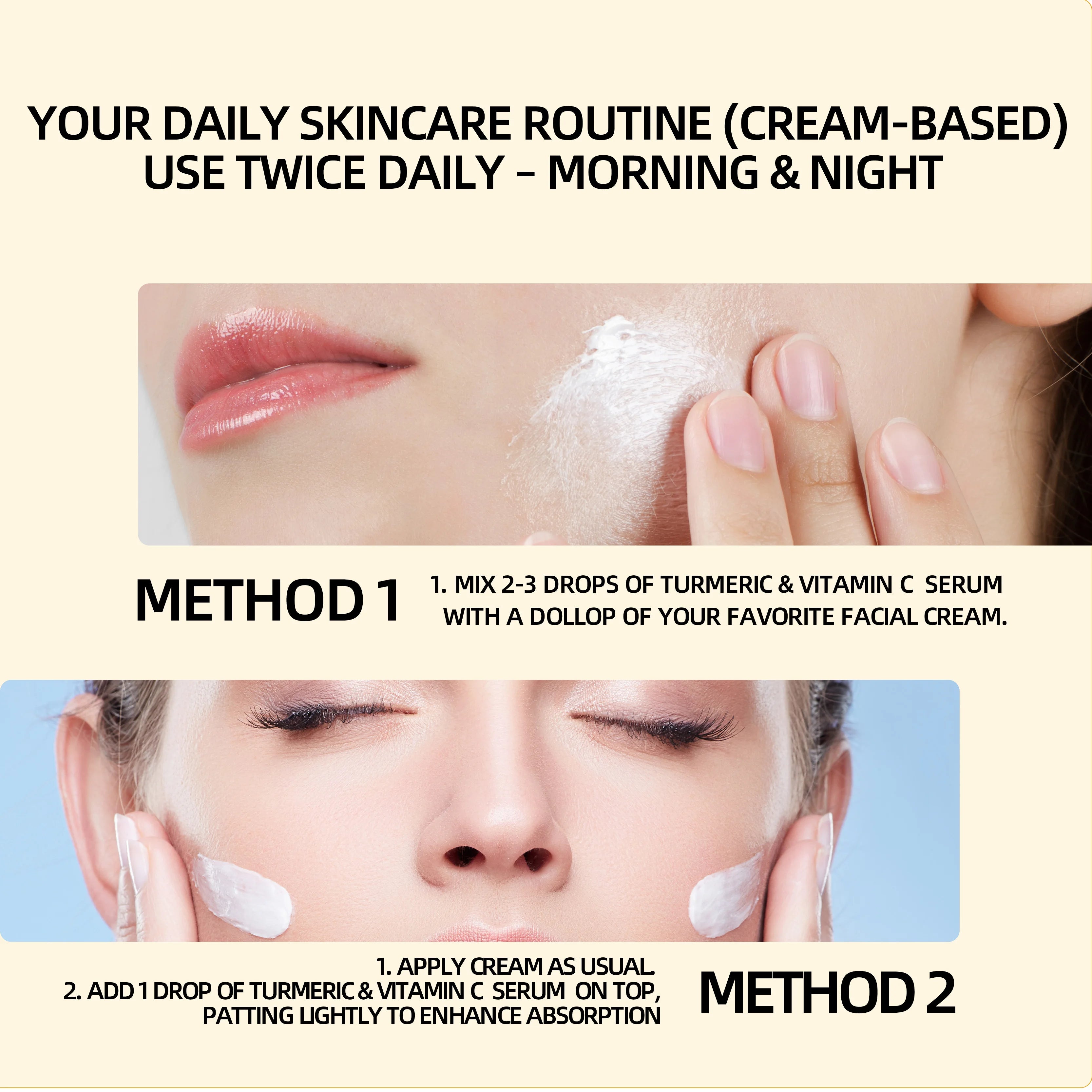 Turmeric & Vitamin C Cream -Lightweight Nourishment for Face& Neck, Fast-Absorbing HydrationAll Skin Types