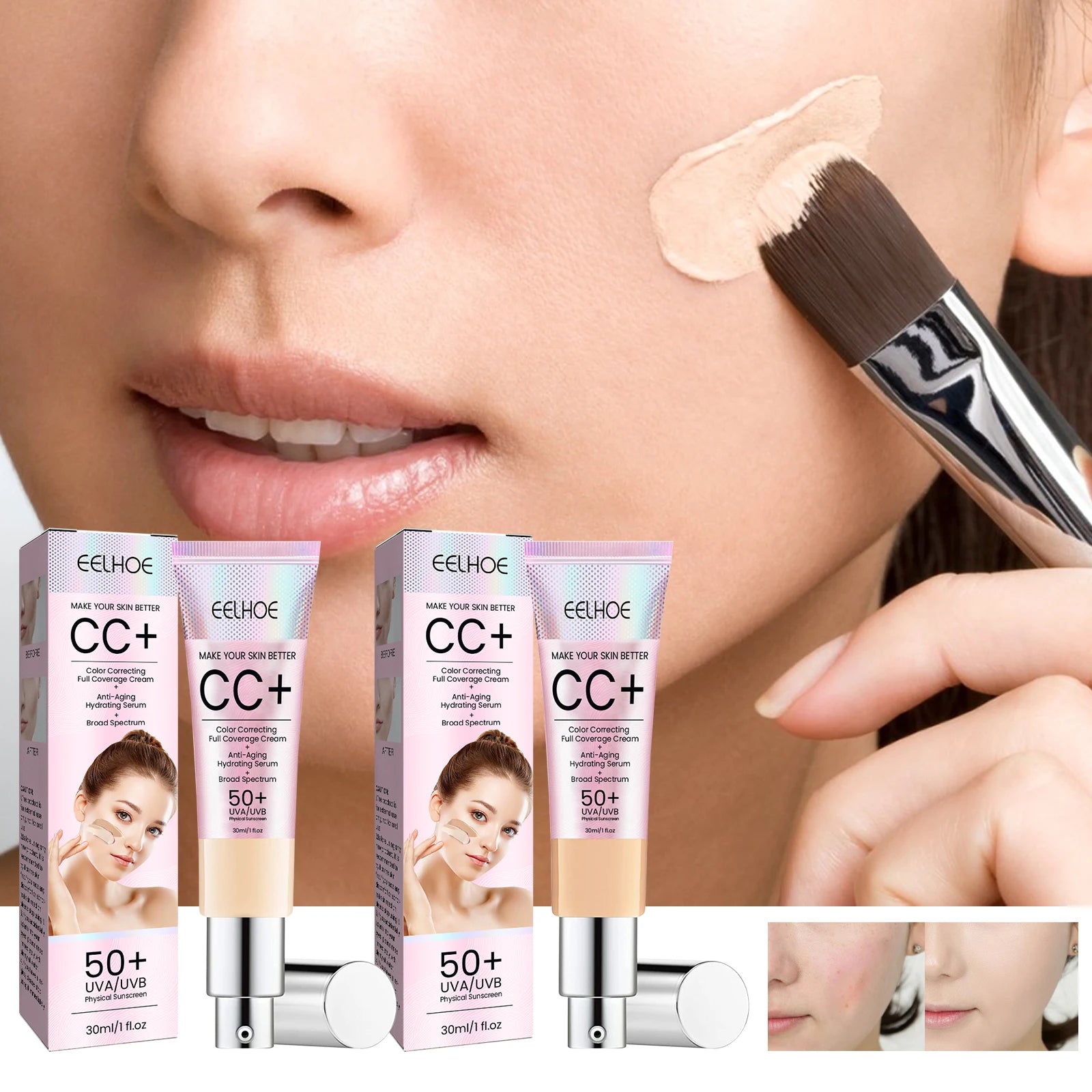 Barrier Support CC Cream SPF 50 Broad Spectrum Skin Brightening Makeup Primer Redness Control Base Long-lasting Face Makeup