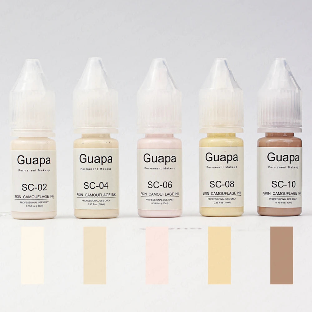 Guapa 10ml Permanent Makeup Ink Stretch Mark Camouflage Pigments Skin Tone Scar Camouflage Tattoo Ink for Restore Skin Tone