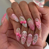 24 false nail pieces shipped randomly, Instagram-style false nails, wearable full-coverage almond-shaped press-on nails.