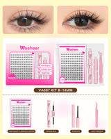 WOSHEER Eyelash Clusters Kit Thick Individual Lashes Lash Bond And Seal And Remover Faux Mink Lashes Eyelash Extension DIY