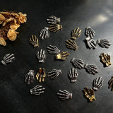 10Pcs Halloween Skull Hand Nail Art Accessories Punk Alloy Skeleton Hands Nail Supplies Retro Gold Silver Halloween Nail Charms