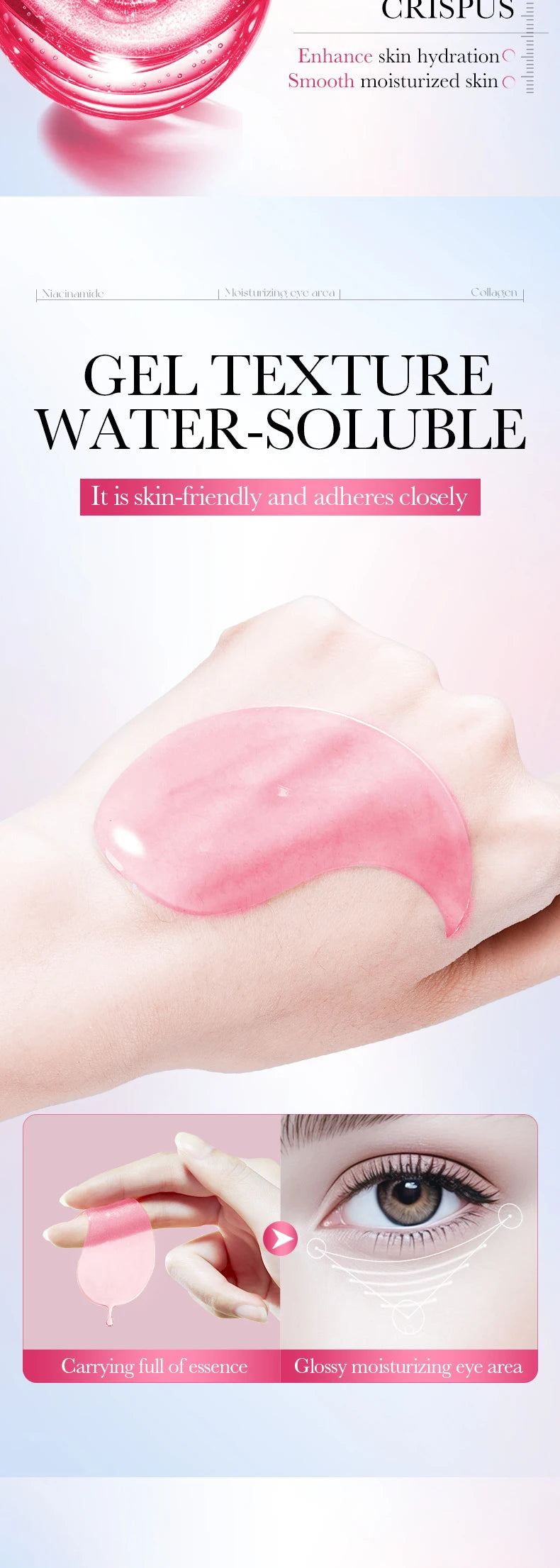 80 Pieces of Niacinamide Collagen Eye Mask, Anti-Dark Circles, Whitening, Anti-Wrinkle, Moisturizing, Anti-Aging Eye Patches