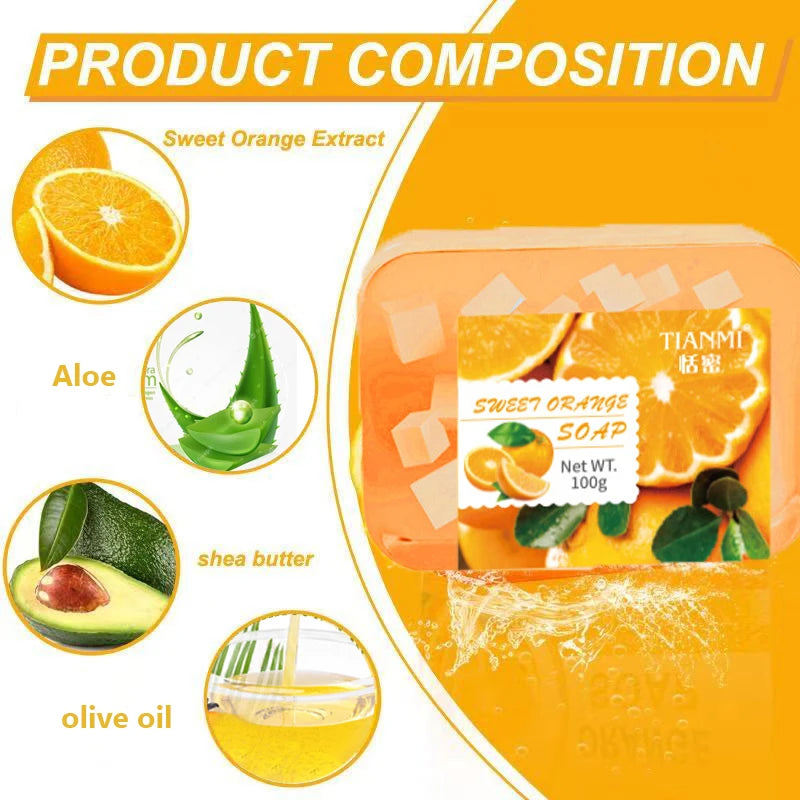 Sweet Orange Jelly Soap, Enriched with Sweet Orange and Glycerin, Deeply Cleanses the Face and Body, Hydrates and Moisturizes