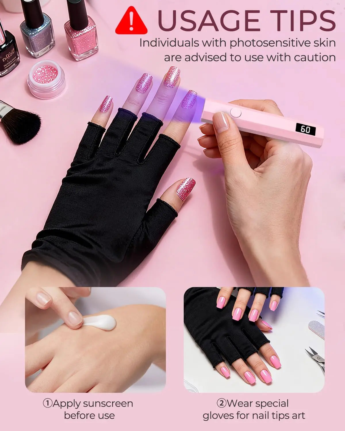 Convenient Handheld UV/LED Nail Lamp Set Handheld Light with Stand LCD Display USB Gel Nail Dryer for Quick Curing All