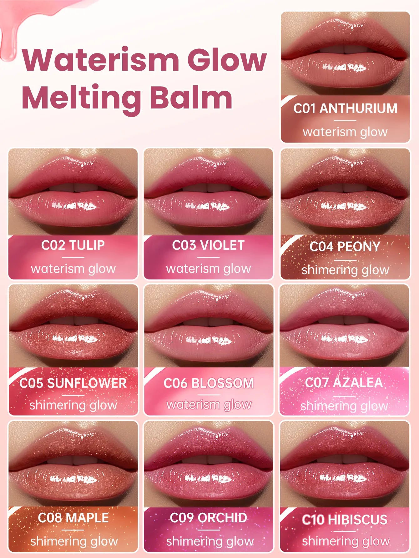 CATKIN GLOSSY LIP BALM Hydrating Lip Balm in 6 Vibrant Colors Moisturize, Protect & Soothe
