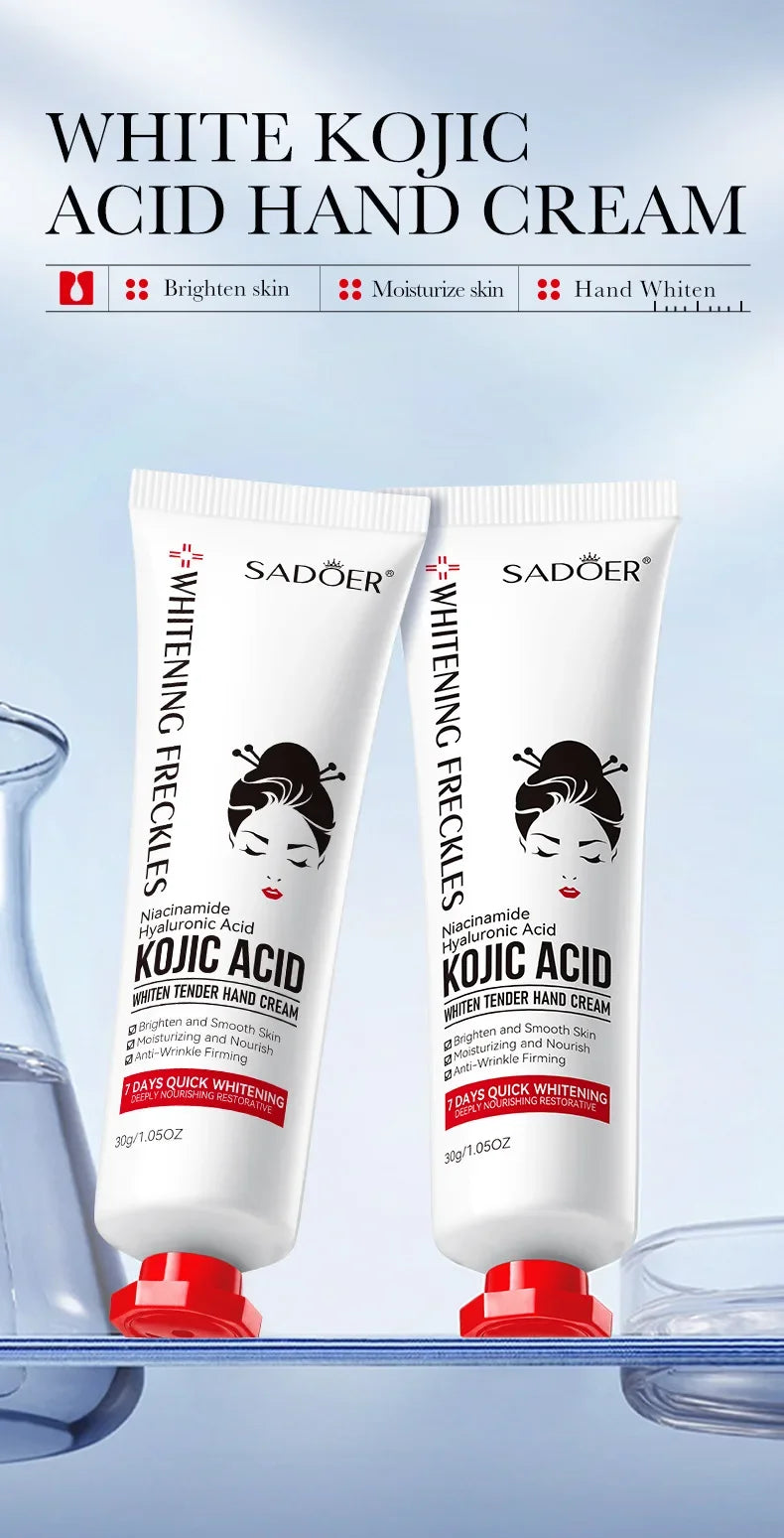 SADOER Kojic Acid Hand Cream Brightening Repair Dry Rough Skin Moisturizing Nourishing Smoothing Hydrating Daily Hand Care 30g