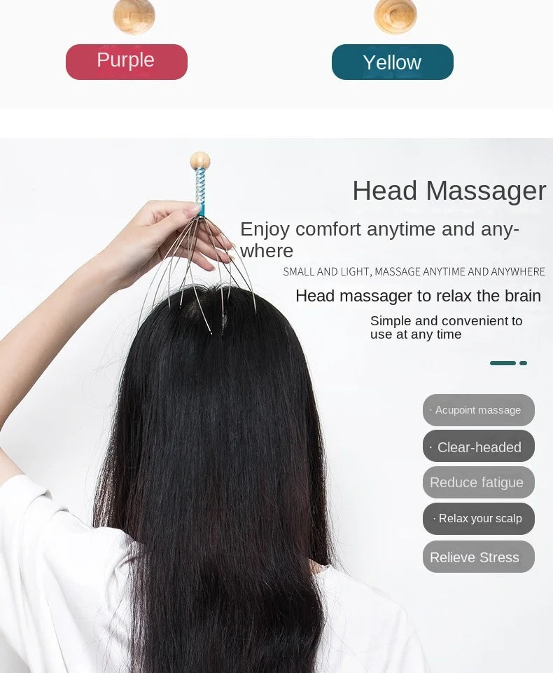 Octopus Head Massager Scalp Massager Relaxation Relief Body Massager Remove Muscle Tension Tiredness Metal Head Relax Massager