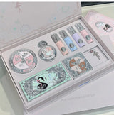 NICEKEY Pink Ballet Makeup Sets Include 4 Lip Mud,1 Blush,1 Pressed Powder,1 Eyes Palette,1 Contour Palette With Necklace Gift