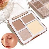 2 pcs Contouring Set - 4 color High-Gloss Contouring，Brightening Matte 3D Nose Shadow Brush，Easy To Color，Gift Set