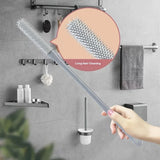 Ergonomic Long Handle Foot Scrub Brush, Soft Silicone Toe Cleaner, Exfoliating Foot Massage Bath Brush