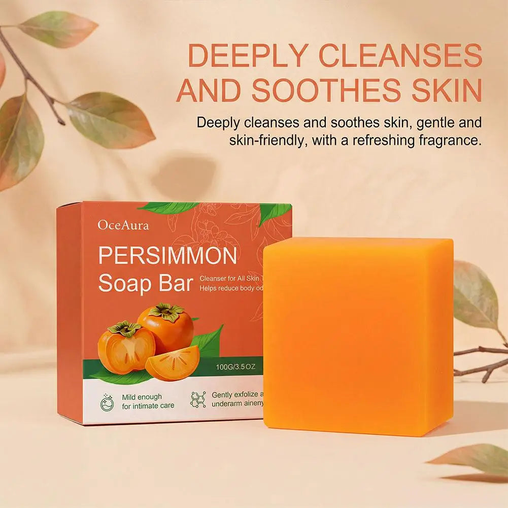 Persimmon Soap Bar for Body Odor Removal, Handmade Persimmon Green Tea Soap for Face and Body Wash Gentle Deodorant Bar
