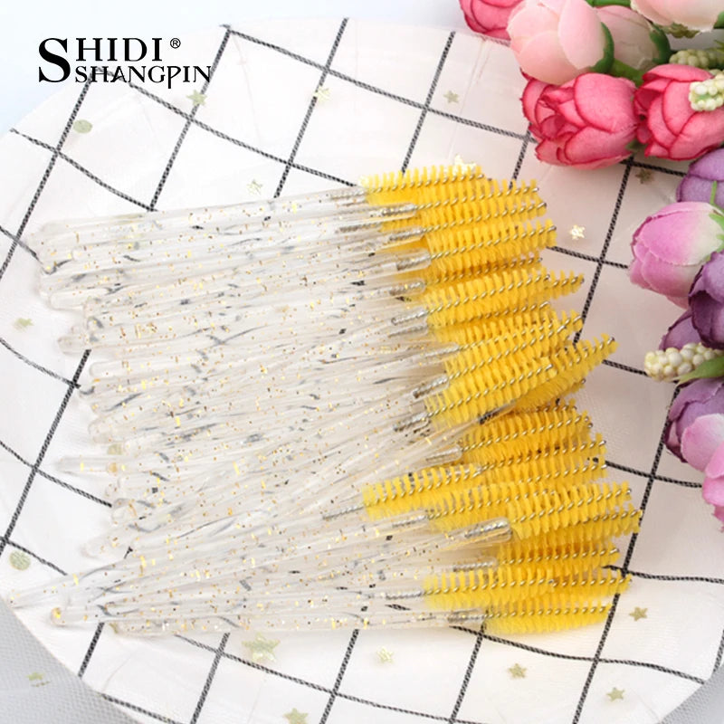 25/50/100 Pcs Eyelash Brushes Mascara Wands Eyelash Makeup Brush Spoolies for Eyebrow Eye Lash Extension Removing Beauty Tools