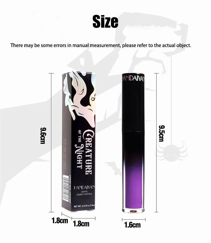 12 Color Halloween Dark Lip Gloss Matte Colorful Non Fade Liquid Lipstick Kit Waterproof Lasting Black Red Blue Velvet Lipsticks