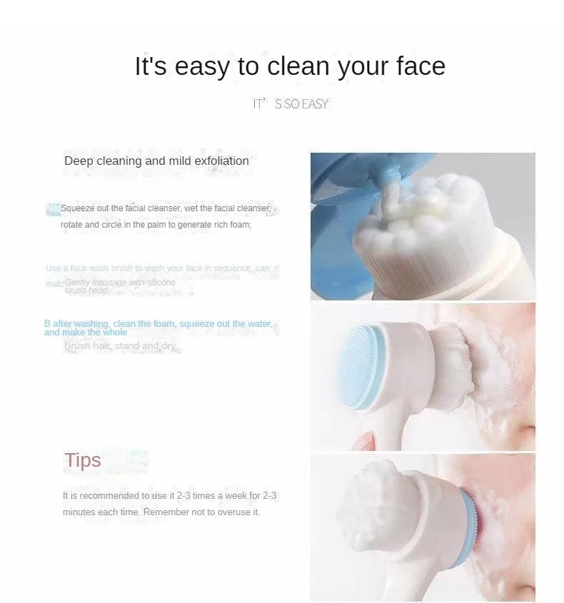 Silica Gel Facial Brush Double Sided Facial Cleanser Blackhead Removing Product Pore Cleaner Exfoliating Facial Brush Face Brush