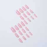 24Pcs Short Square Coffin False Nails French Glitter Wearable Fake Nails Acrylic Full Cover Women Ballet Press on Nails Tips
