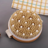 2 In 1 Dry Skin Body Massage Brush Natural Bristle Dead Skin Remover Anti Cellulite Exfoliates Blood Circulation Massage Tools